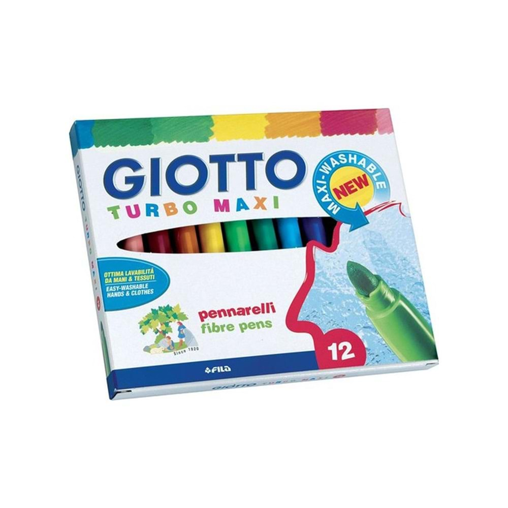 GIOTTO KEÇELİ BOYA KALEMİ 12 RENK TURBO MAXI-YIKANABİLİR