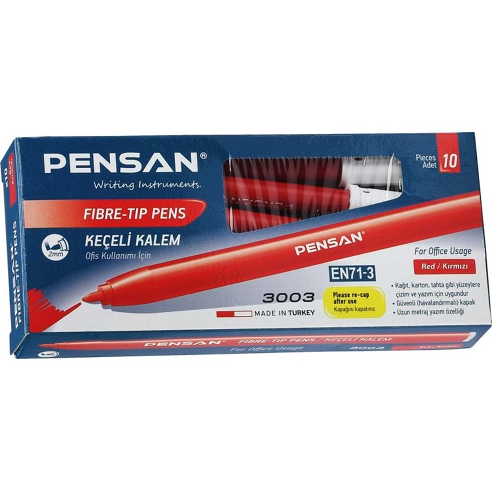 PENSAN KEÇELİ KALEM TEKLİ KIRMIZI