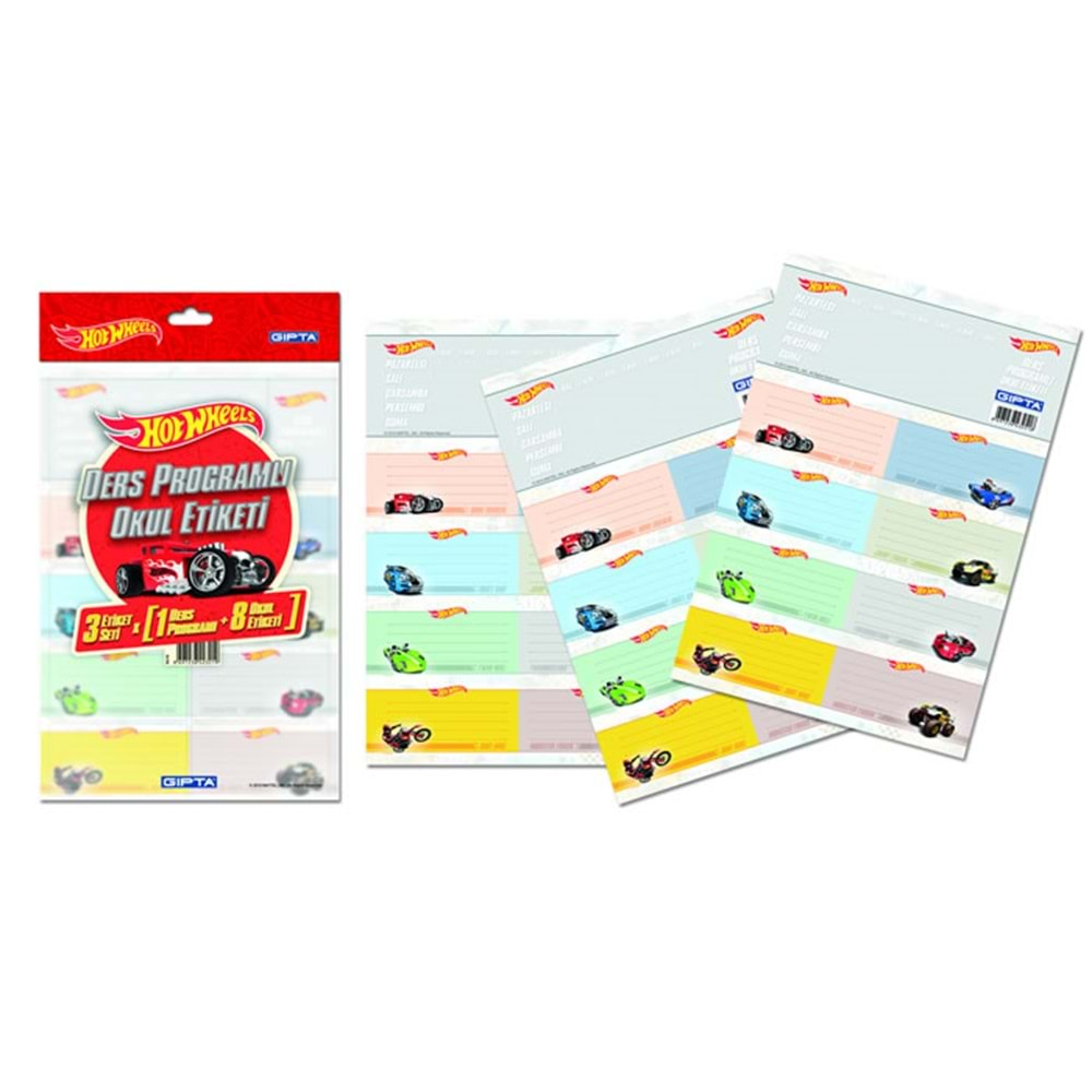 GIPTA OKUL ETİKETİ 3 LÜ PK.HOTWHEELS