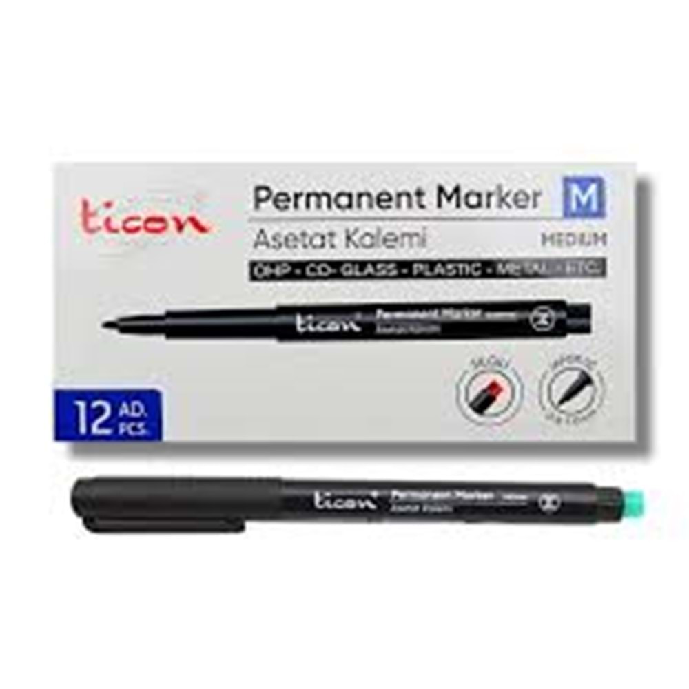 TİCON ASETAT-PERMANENT KALEM (M) SİYAH