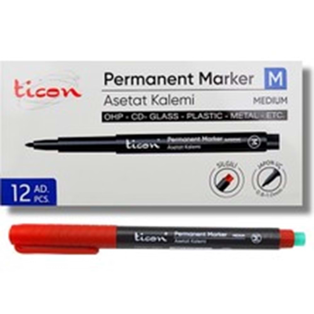 TİCON ASETAT-PERMANENT KALEM (M) KIRMIZI
