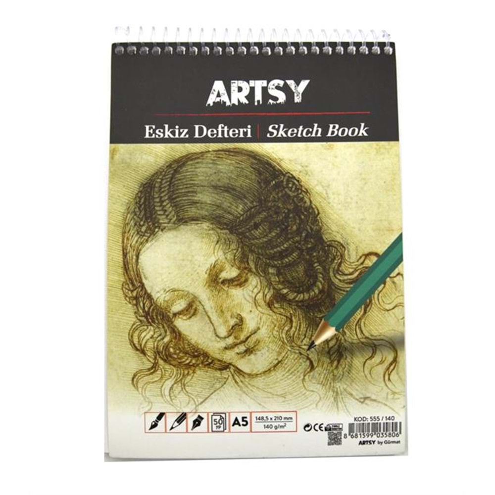 GÜRMAT ESKİZ DEFTERİ A5 SPİRALLİ 160 GR.40 SAYFA