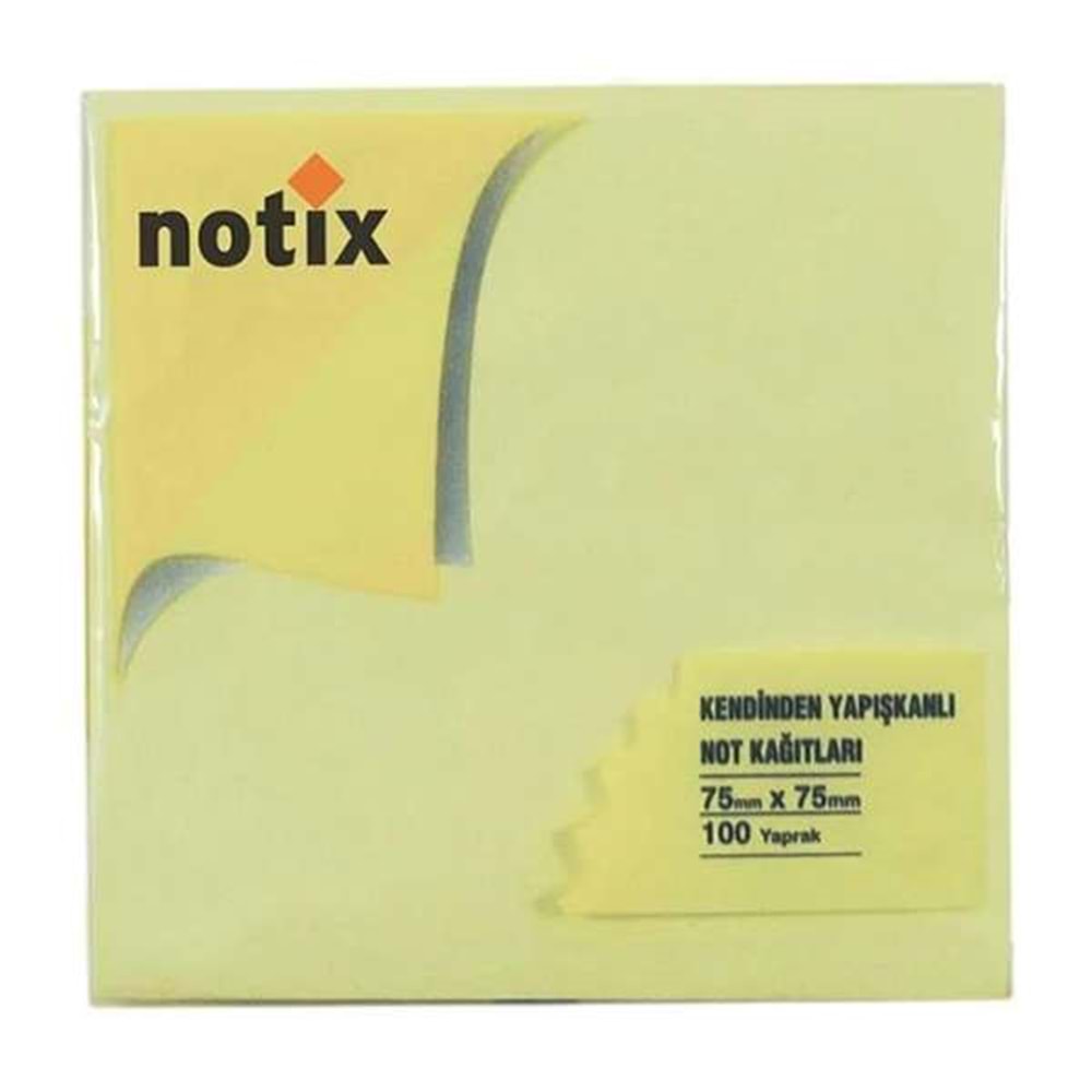 NOTİX YAPIŞKANLI NOT KAĞIDI 75*75 mm.PASTEL SARI