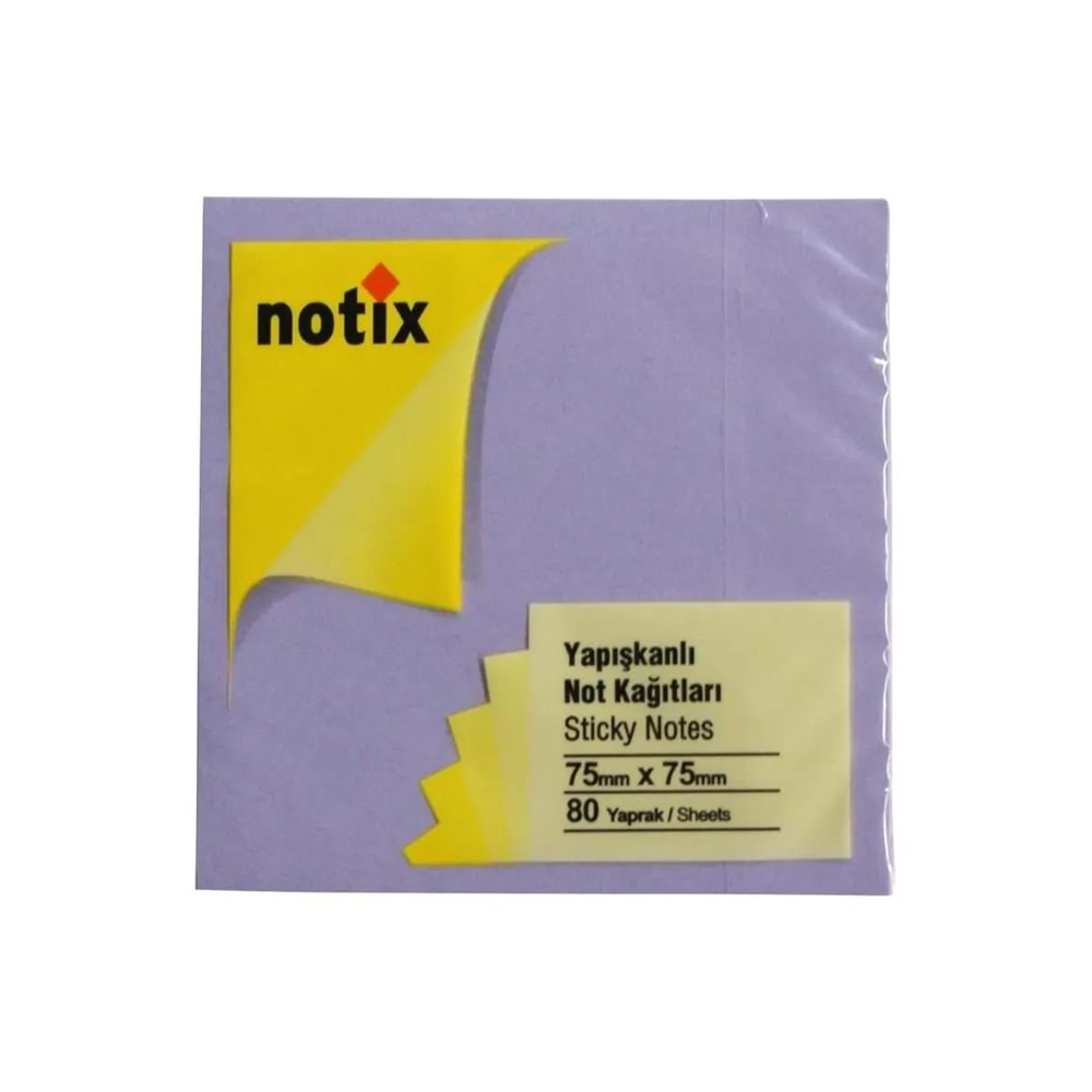 NOTİX YAPIŞKANLI NOT KAĞIDI 75*75 mm.PASTEL MOR