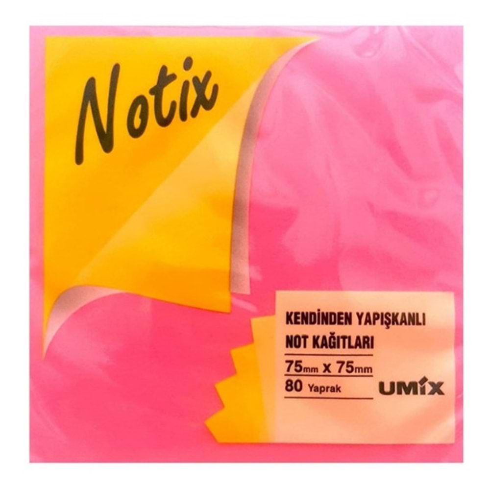 NOTİX YAPIŞKANLI NOT KAĞIDI 75*75 mm.NEON PEMBE