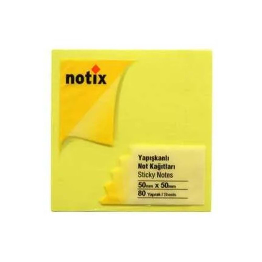 NOTİX YAPIŞKANLI NOT KAĞIDI 75*75 mm.NEON SARI