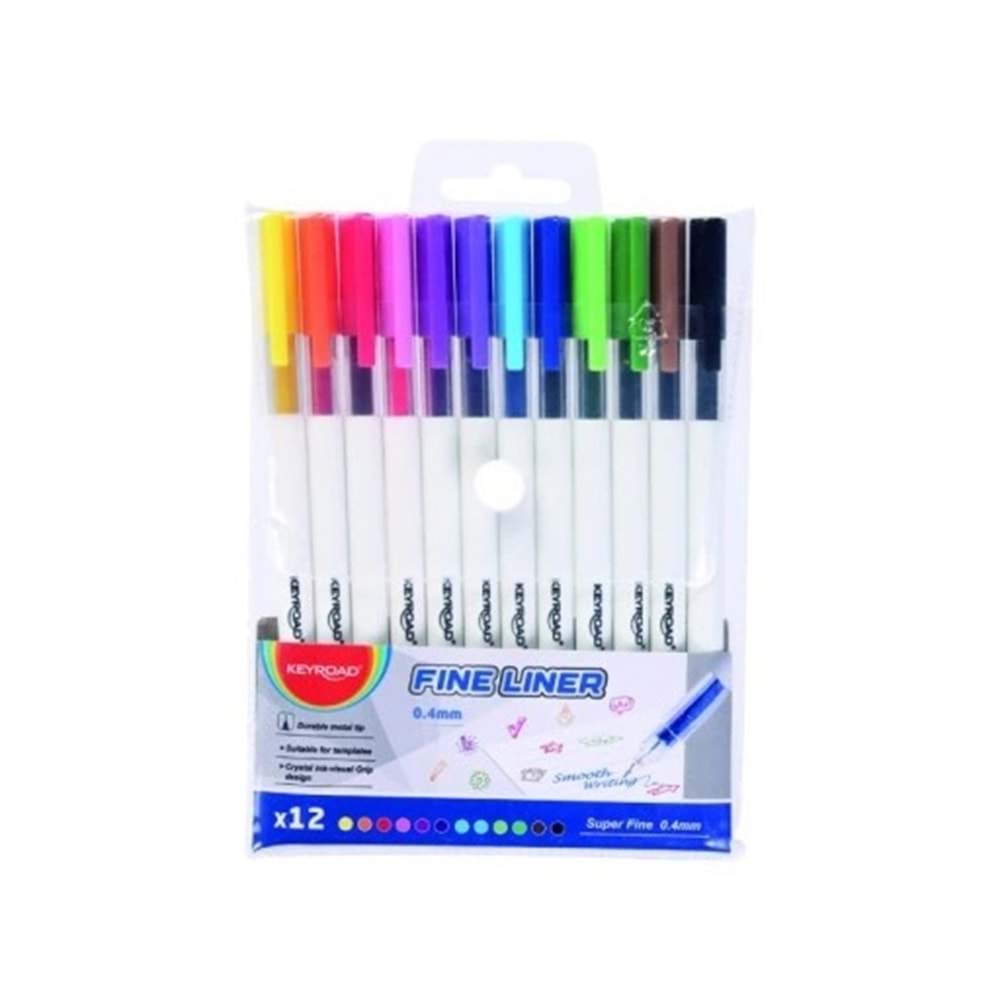 KEYROAD FİNELİNER KALEM 0.4 MM.12 RENK