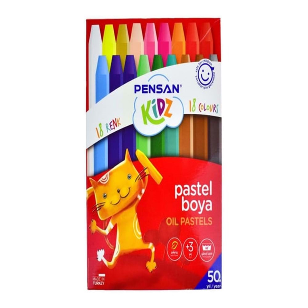 PENSAN PASTEL BOYA 18 RENK KARTON KUTU