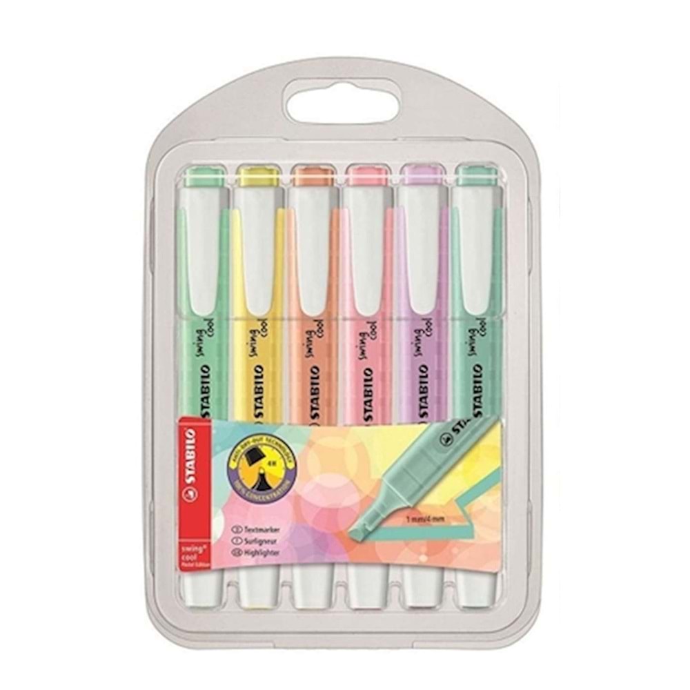 STABILO SWİNG COOL FOSFORLU KALEM PASTEL 6 RENK 275/4
