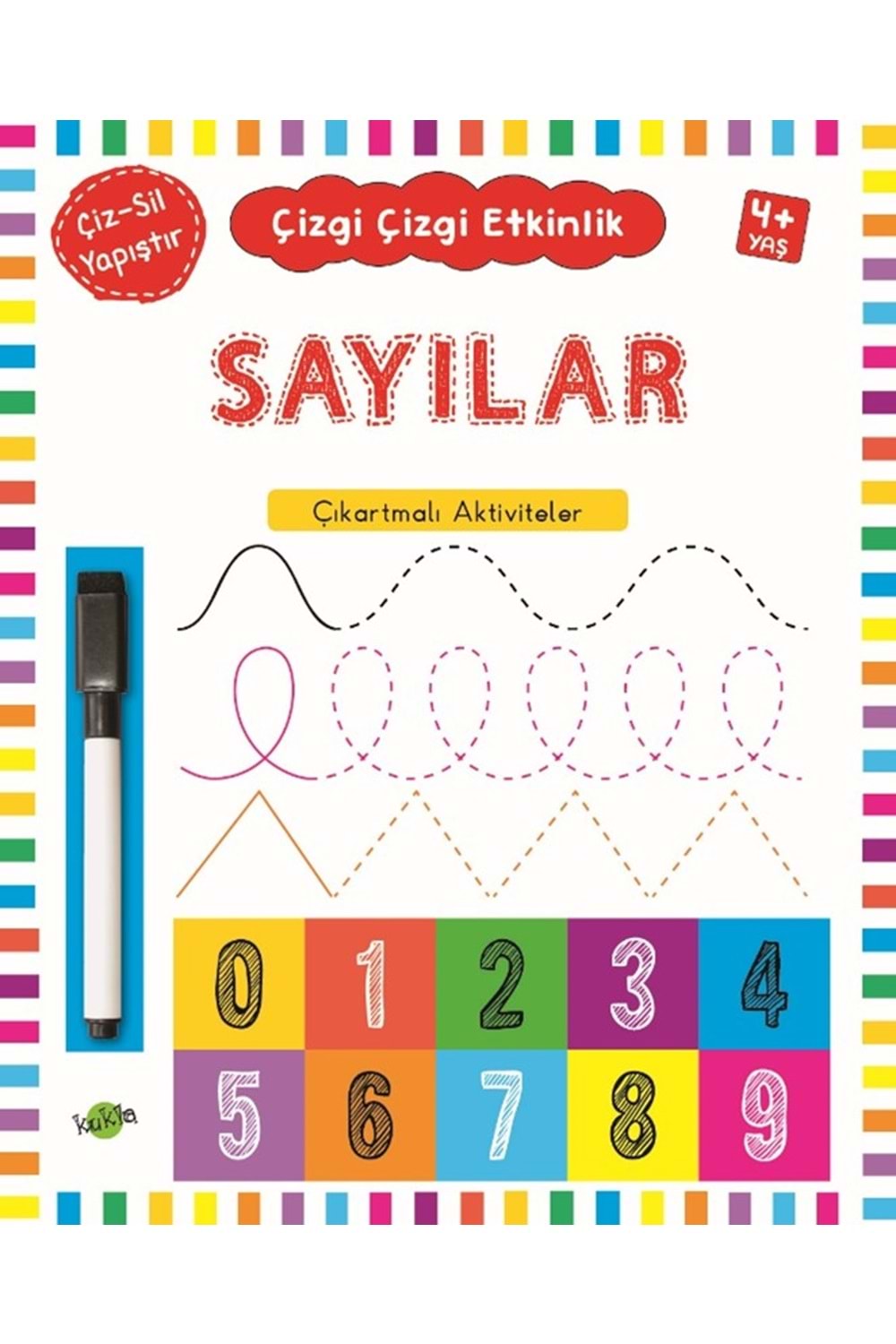 KUKLA ÇİZGİ ÇİZGİ ETKİNLİK -SAYILAR (ÇIKARTMALI - ÇİZ SİL)