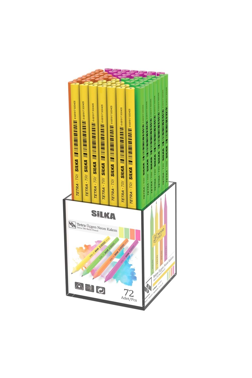 SİLKA KURŞUN KALEM TETRA ÜÇGEN NEON 144 LÜ