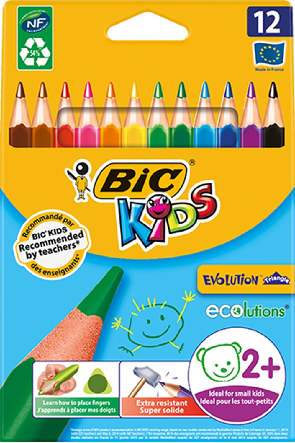 BİC JUMBO KURU BOYA KALEMİ 12 RENK ÜÇGEN EVOLUTİON
