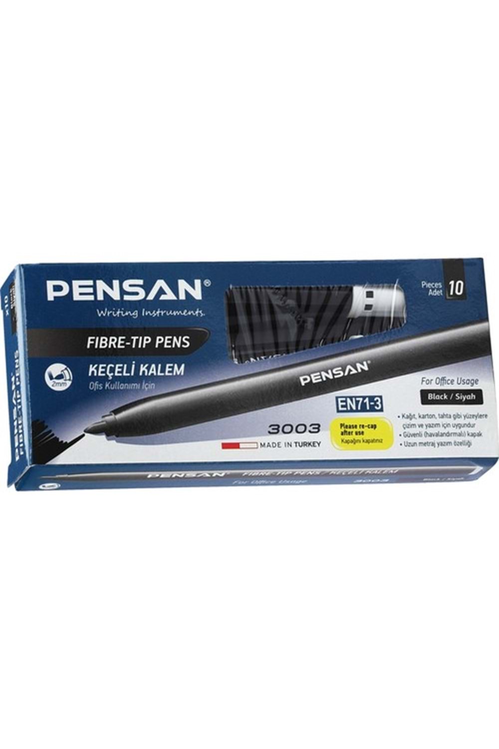 PENSAN KEÇELİ KALEM OFİS SİYAH 12 Lİ PK.