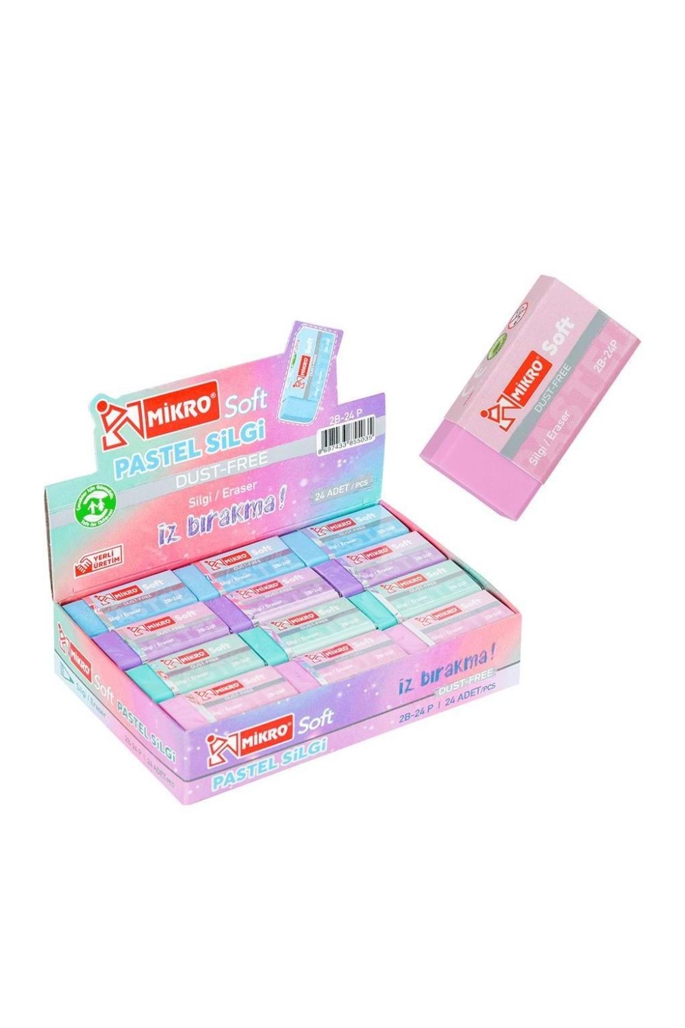 MİKRO SİLGİ PASTEL SOFT 24 LÜ KOD: 2B-24P
