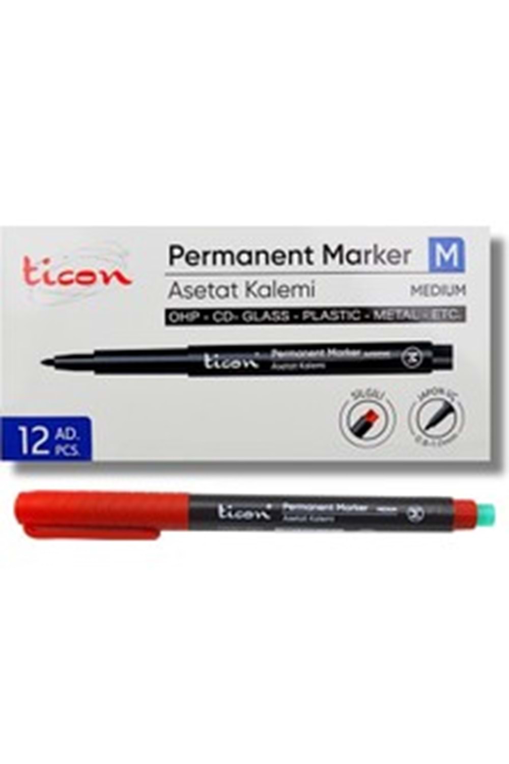 TİCON ASETAT-PERMANENT KALEM (M) KIRMIZI
