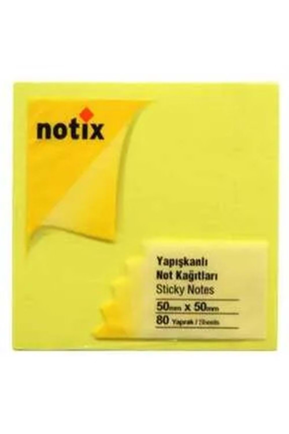 NOTİX YAPIŞKANLI NOT KAĞIDI 75*75 mm.NEON SARI