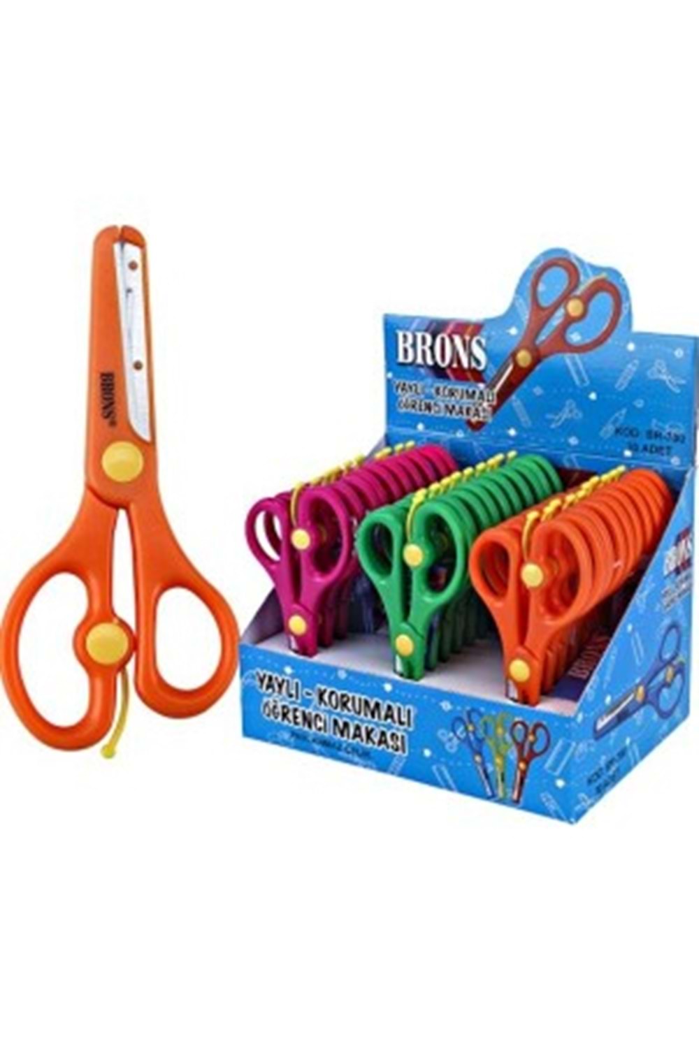BRONS ÖĞRENCİ MAKASI YAYLI-KORUMALI 30 LU PK.BR-697