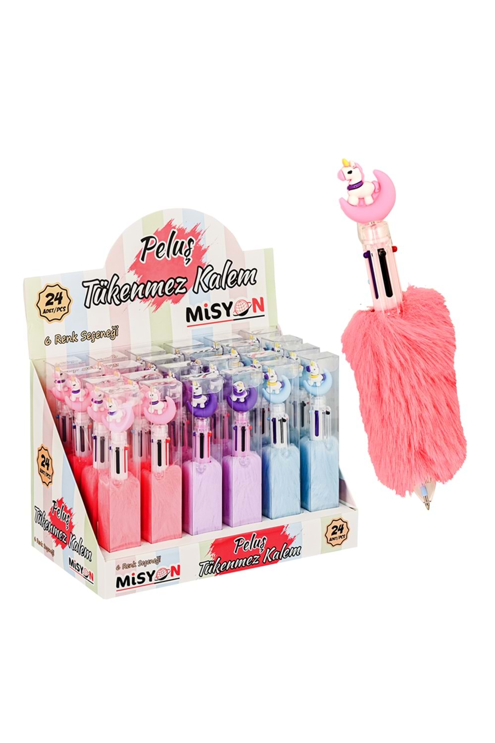 MİSYON UNİCORN TÜYLÜ 6 RENK TÜKENMEZ KALEM MSY-363