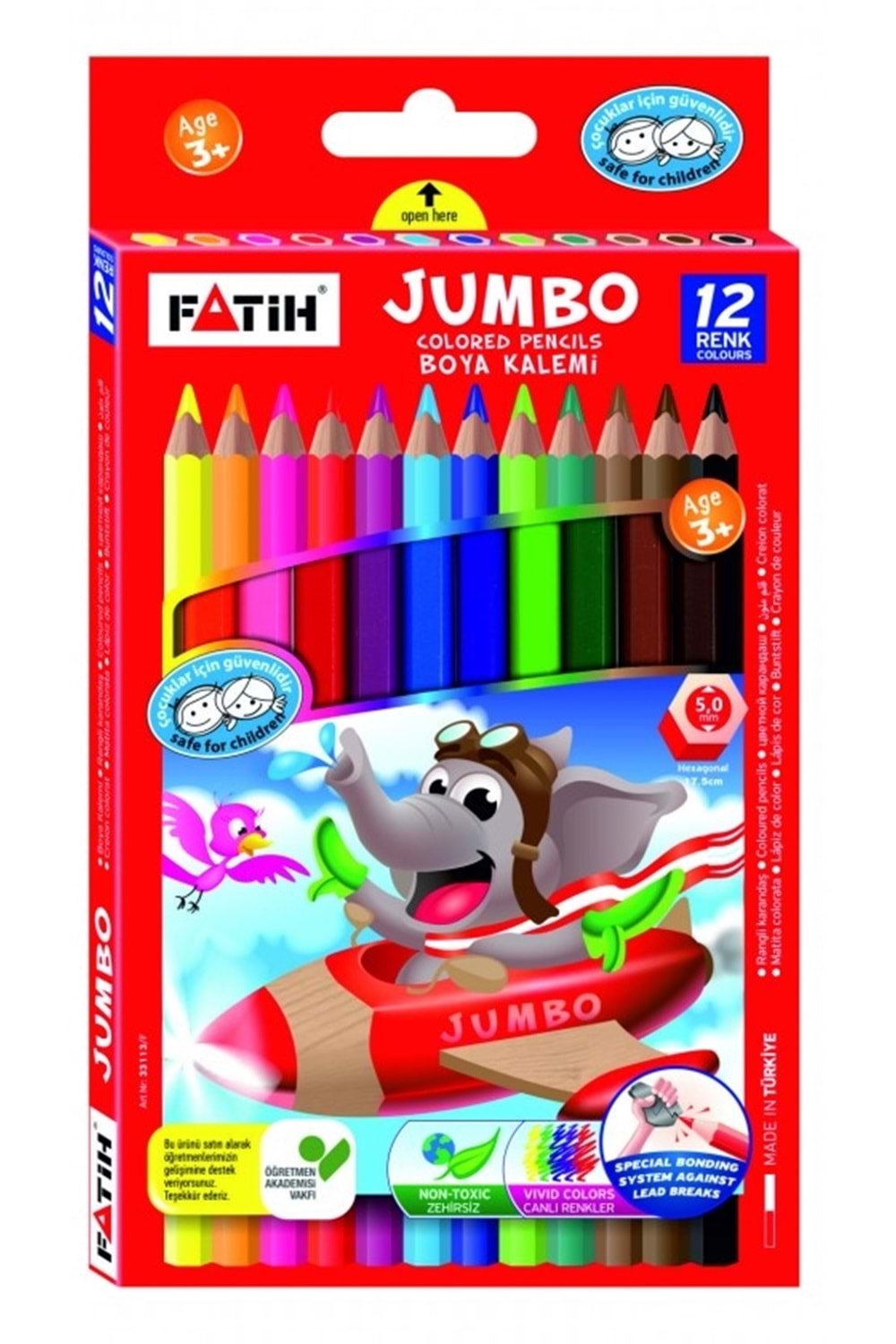 FATİH JUMBO KURU BOYA 12 RENK ALTIGEN-33412