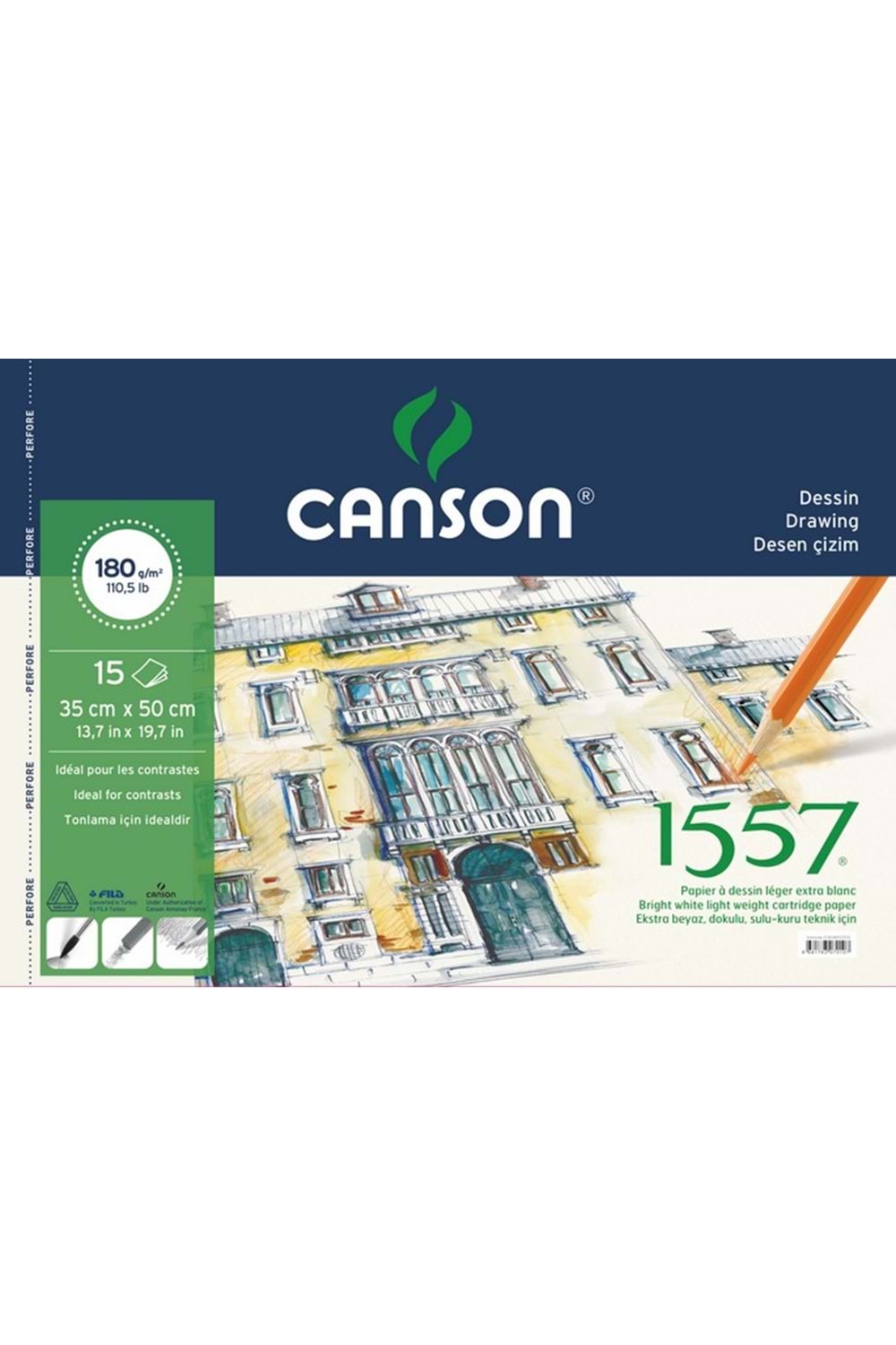 CANSON 1557 RESİM BLOK 180GR 35x50 15 YP.SPİRALLİ