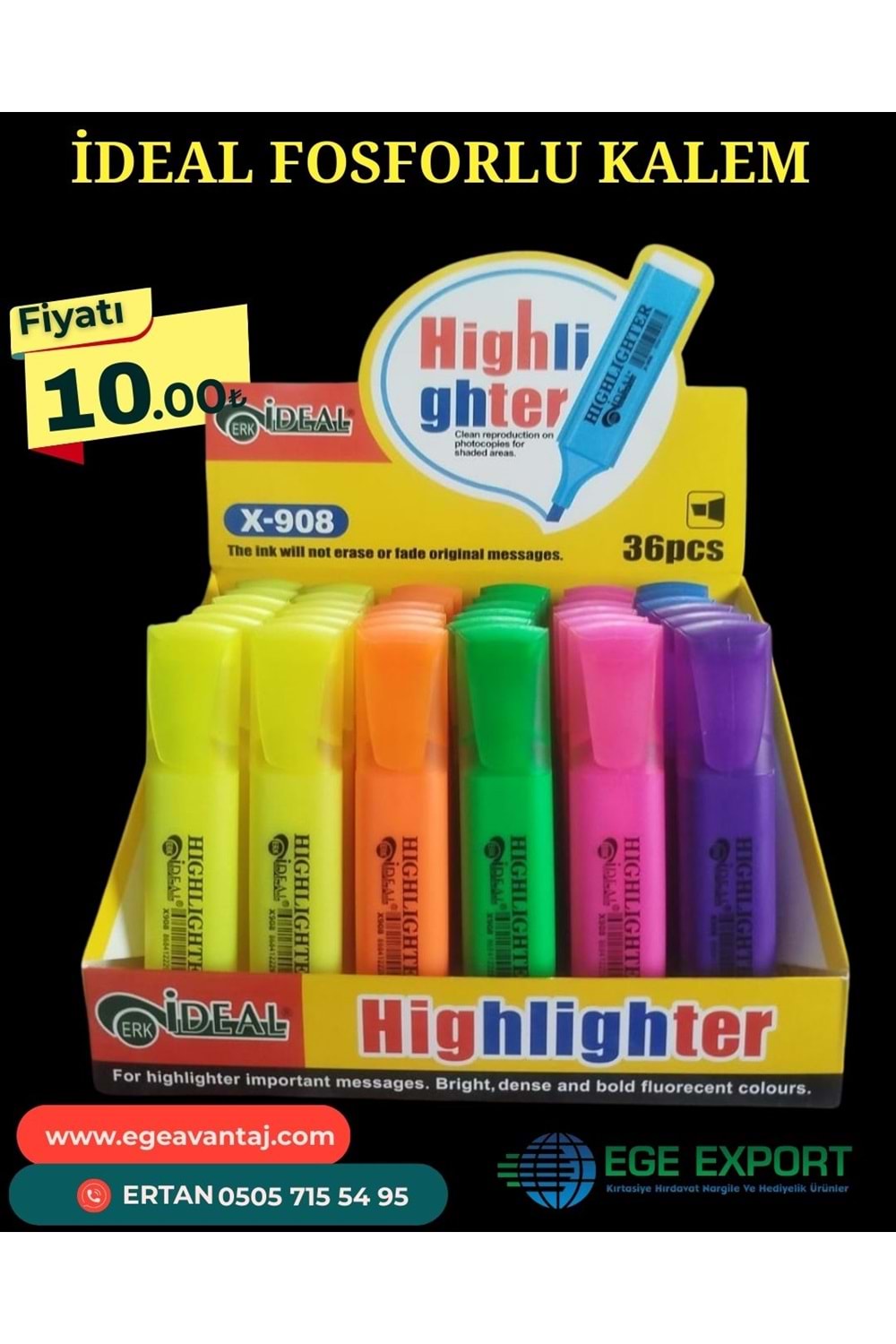 İDEAL FOSFORLU KALEM 36 LI PK. X-908