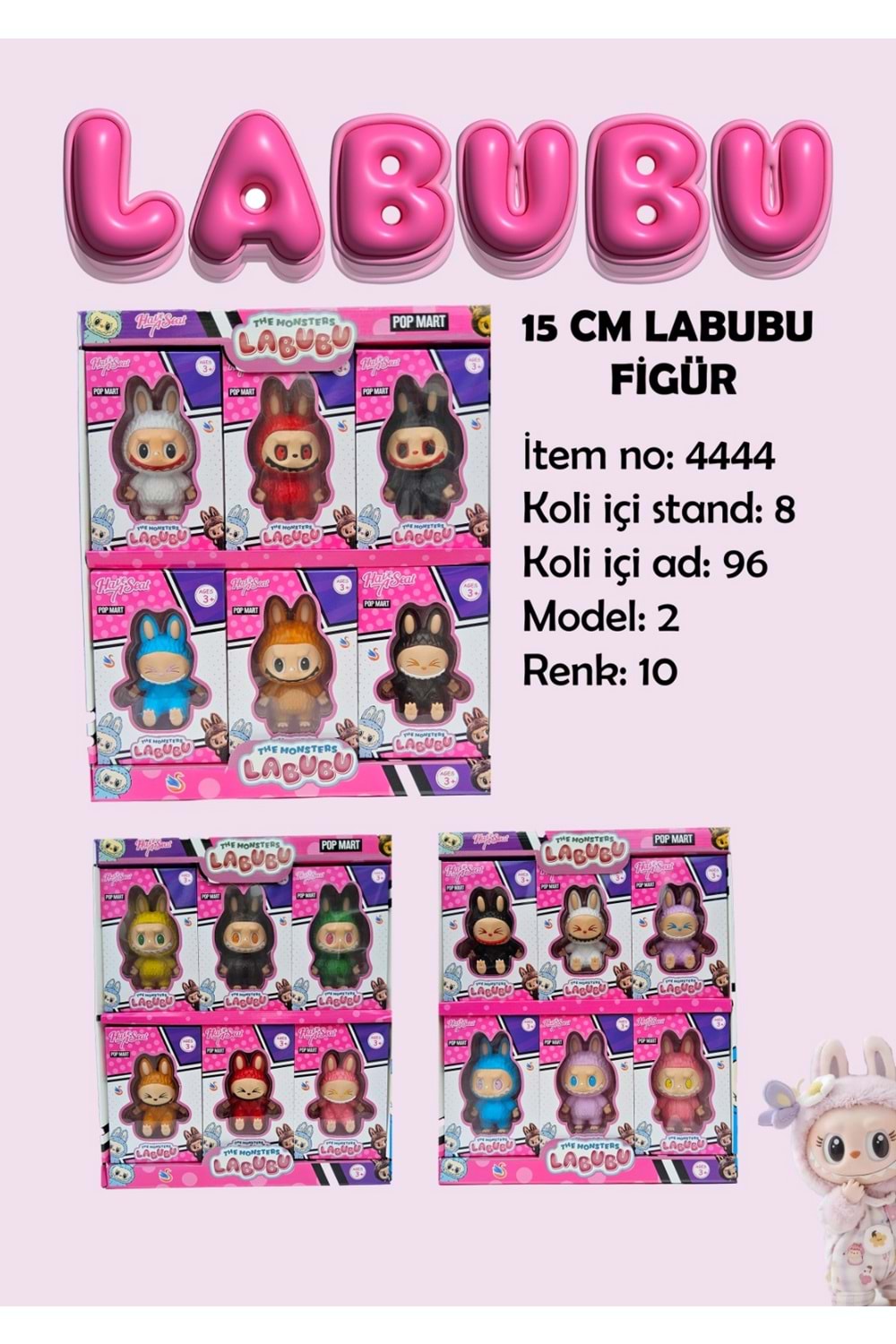 GARDEN TOYS LABUBU 15 CM.FİGÜR OYUNCAK KOD:4444