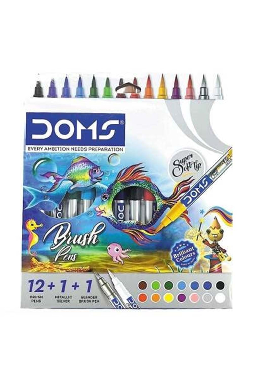 DOMS KEÇELİ BRUSH KALEM 14 RENK FIRÇA UÇLU-8137