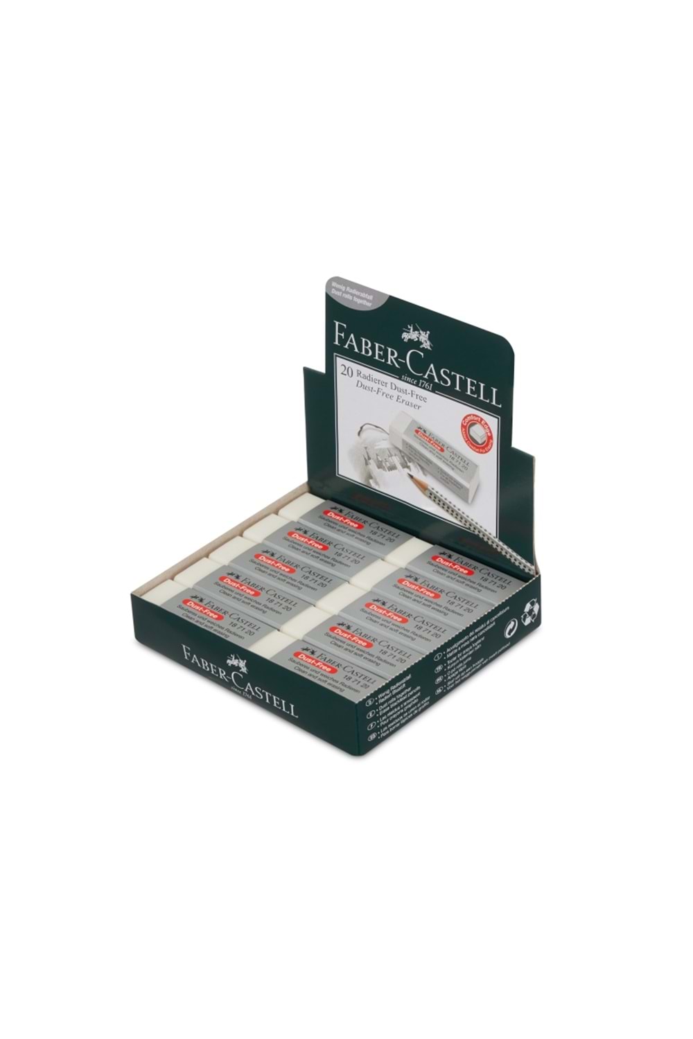 FABER-CASTELL SİLGİ 20 Lİ PK.BEYAZ BÜYÜK DUST-FREE