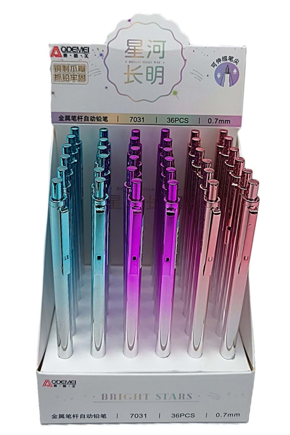 ODEMEI VERSATİL KALEM 0,7 MM.36 LI PK.7031 PARLAK METAL GÖVDE