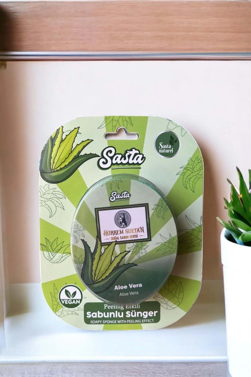 SASTA DOĞAL SÜNGERLİ SABUN ALOE VERA 130 GR.
