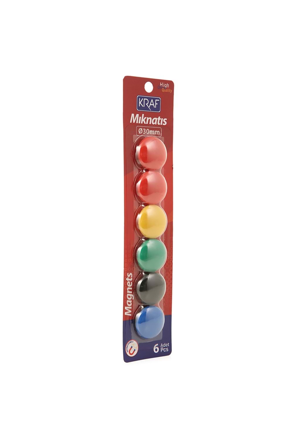 KRAF MIKNATIS 6 LI 30 MM.YUVARLAK RENKLİ