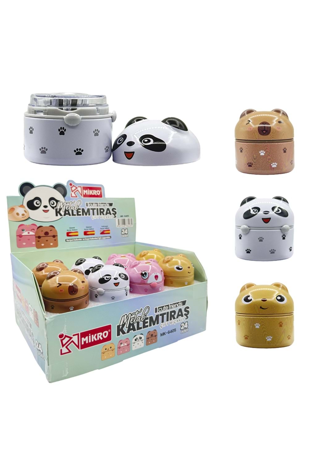 MİKRO KALEMTRAŞ CUTE FRIENDS ÇİFT BIÇAK 24 LÜ PK. MK-6405