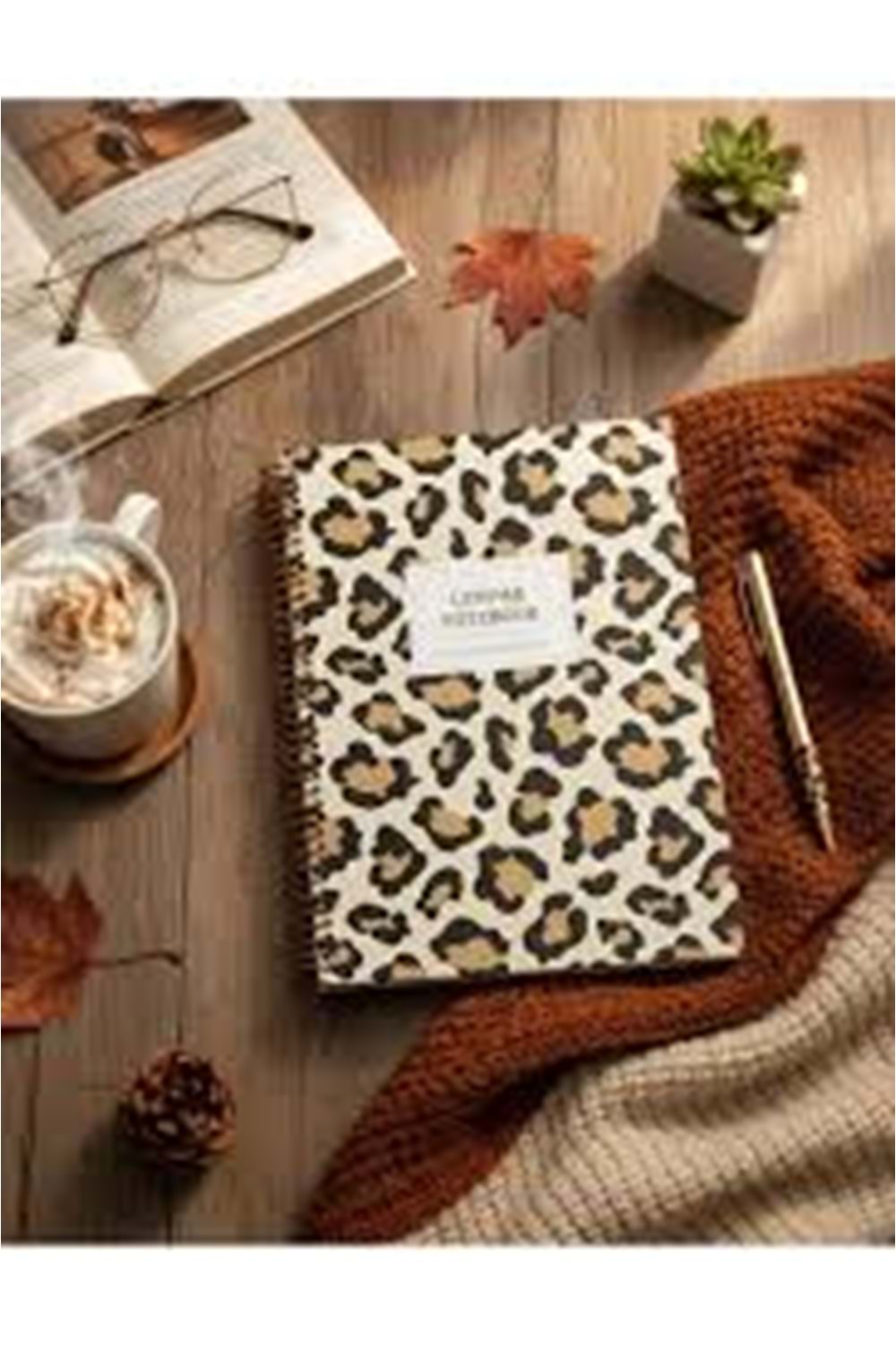 KROP DEFTER 17*24 CM.KARELİ 100 YP.SPİRALLİ LEOPAR-19