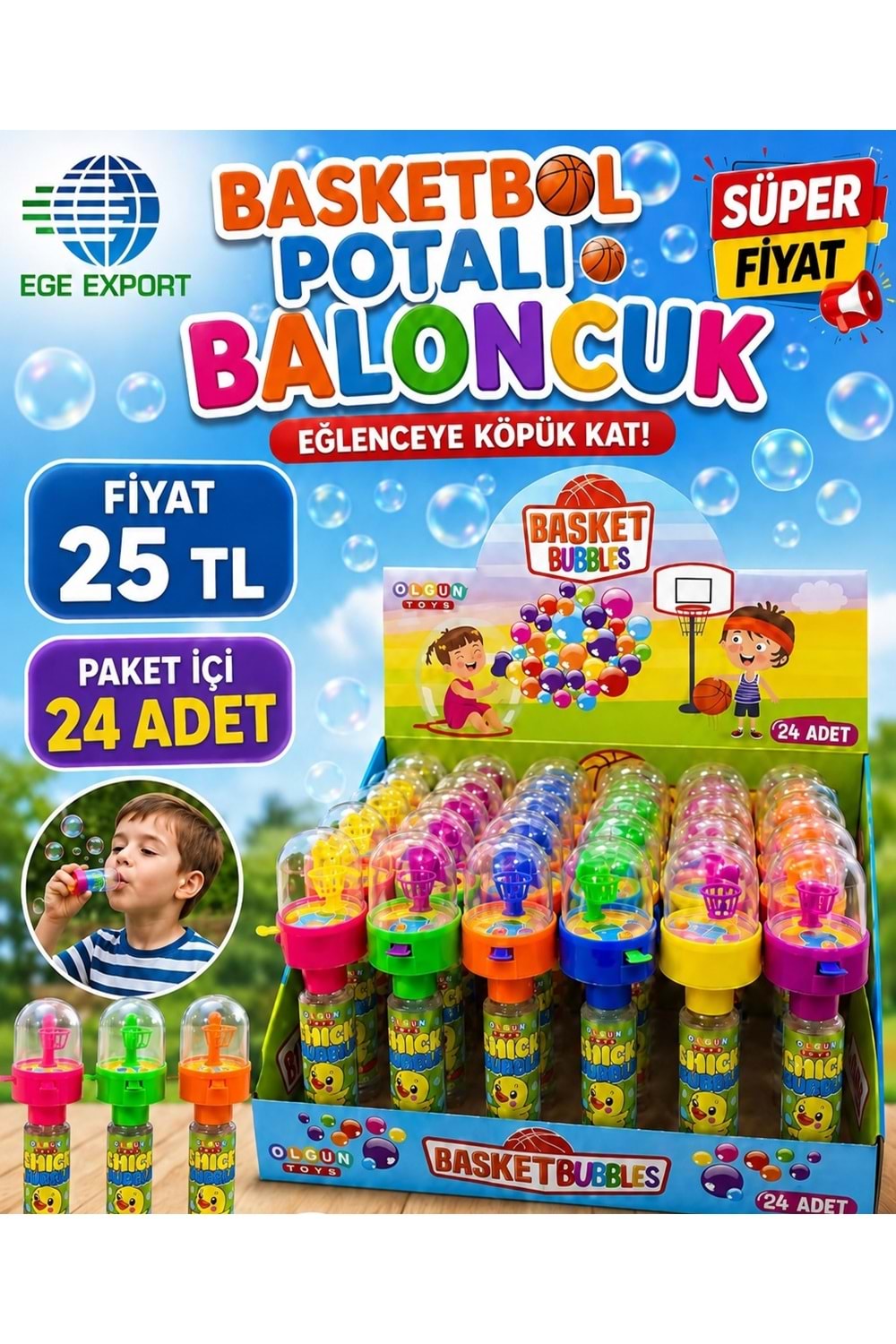 OLGUN BASKET KÖPÜK BALONCUK 24 LÜ PK.