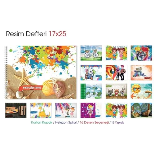 MCOLOR RESİM DEFTERİ 15 YP.15*25 CM.SPİR.KARTON KPK.