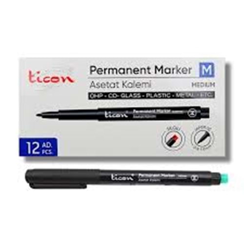 TİCON ASETAT-PERMANENT KALEM (M) SİYAH