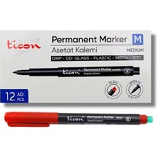 TİCON ASETAT-PERMANENT KALEM (M) KIRMIZI