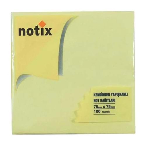 NOTİX YAPIŞKANLI NOT KAĞIDI 75*75 mm.PASTEL SARI