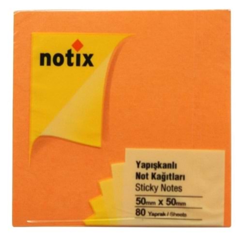NOTİX YAPIŞKANLI NOT KAĞIDI 75*75 mm.NEON TURUNCU