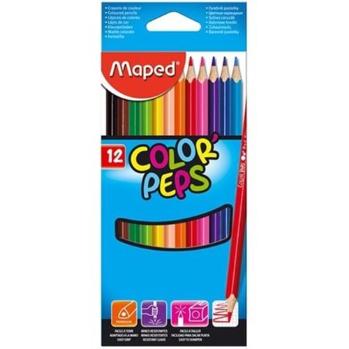 MAPED KURU BOYA KALEMİ 12 RENK COLOR PEPS STAR