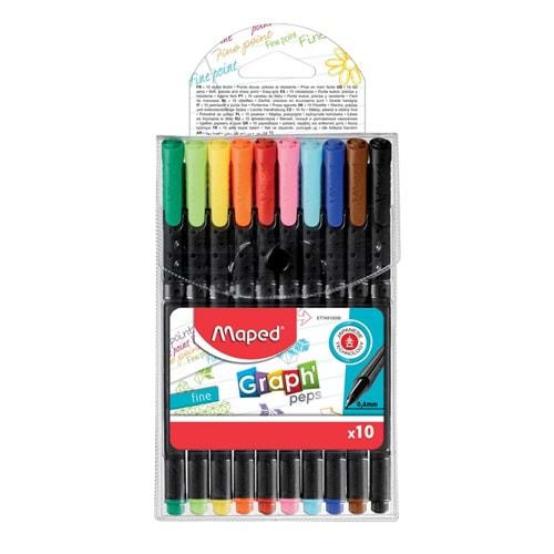 MAPED FİNELİNER KALEM 10 RENK 0.4 MM.GRAPH PEPS