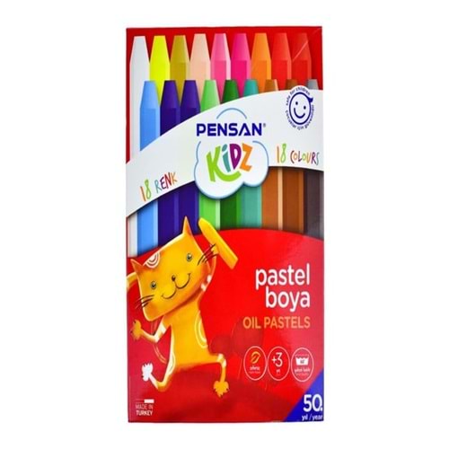 PENSAN PASTEL BOYA 18 RENK KARTON KUTU