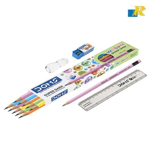 DOMS WIZDOM KURŞUN KALEM 12 ADET+KALEMTRAŞ+K.TUTACAK+CETVEL 8499