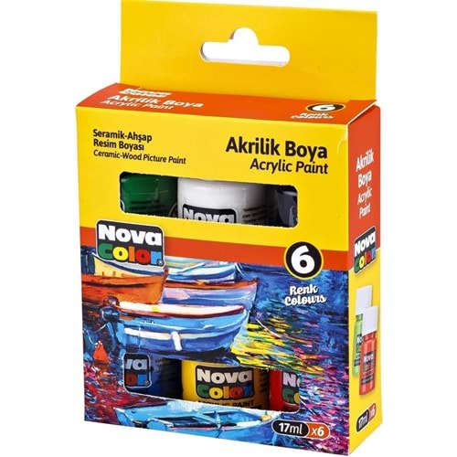 NOVA COLOR AKRİLİK BOYA 6 RENK ŞİŞE 17 ML.NC-2006