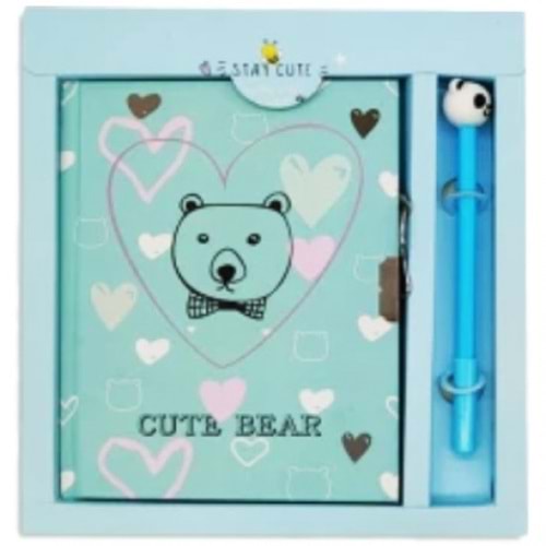 TAROS CUTE BEAR KALEMLİ KİLİTLİ HATIRA DEFTERİ-7118