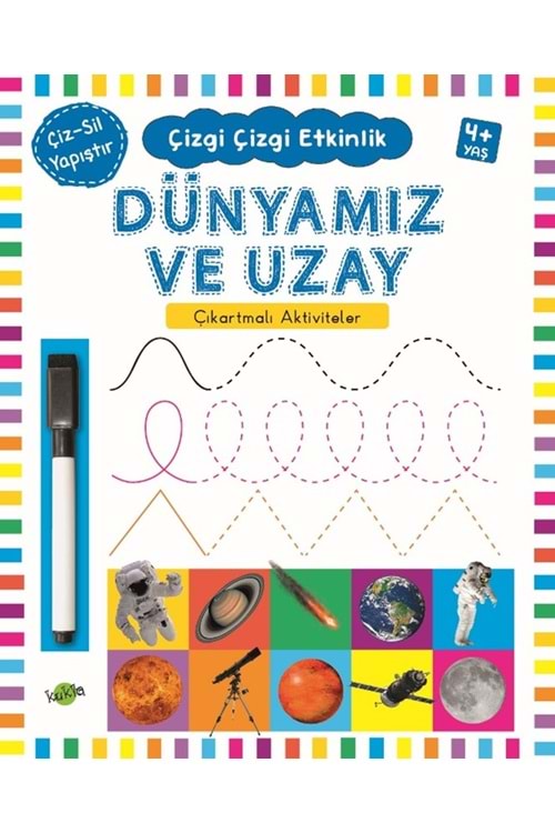 KUKLA ÇİZGİ ÇİZGİ ETKİNLİK-DÜNYAMIZ VE UZAY (ÇIKARTMALI-ÇİZ SİL)