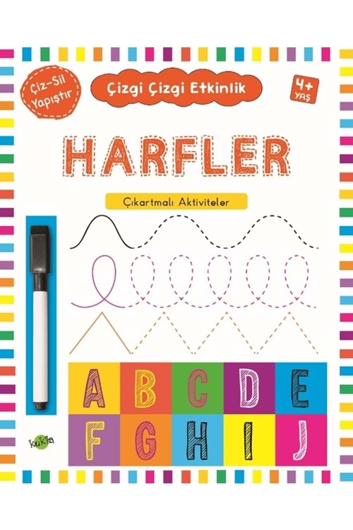 KUKLA ÇİZGİ ÇİZGİ ETKİNLİK - HARFLER (ÇIKARTMALI - ÇİZ SİL)