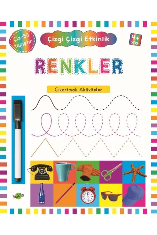 KUKLA ÇİZGİ ÇİZGİ ETKİNLİK-RENKLER (ÇIKARTMALI-ÇİZ SİL)