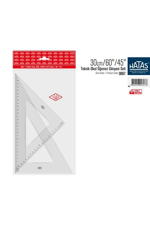 HATAS TEKNİK OKUL ÖĞRENCİ GÖNYE SETİ 30 CM.60-45 DERECE