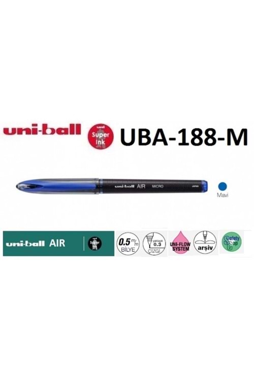 UNİ-BALL ROLLER KALEM AIR UBA-188-M 0,5 MM.MAVİ